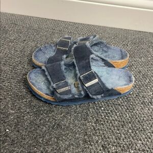 Birkenstock Blue Sandals Fur lined Size 36/ 6-6.5